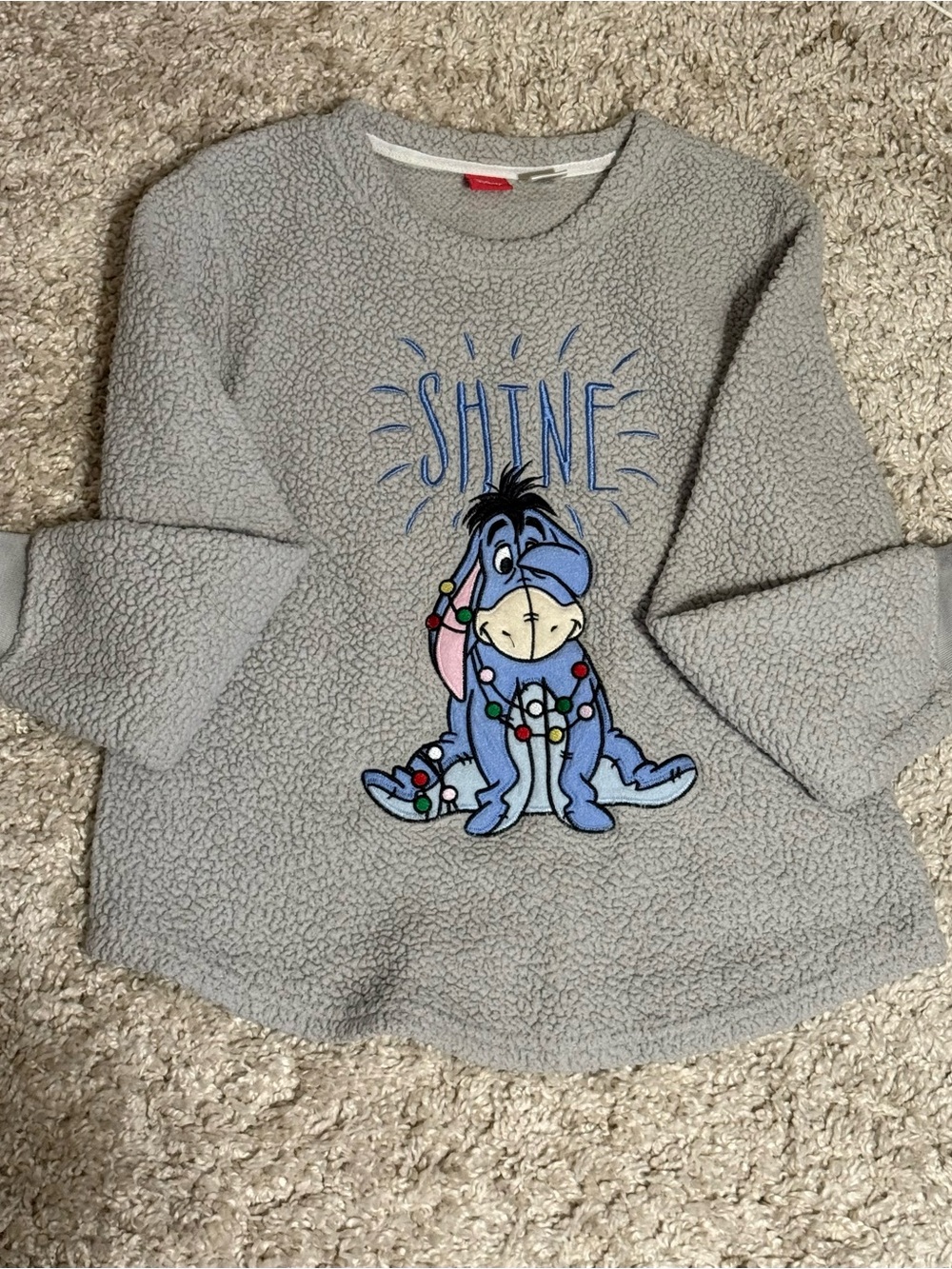Disney Grey Sherpa Eeyore 'Shine' Pullover Hoodie